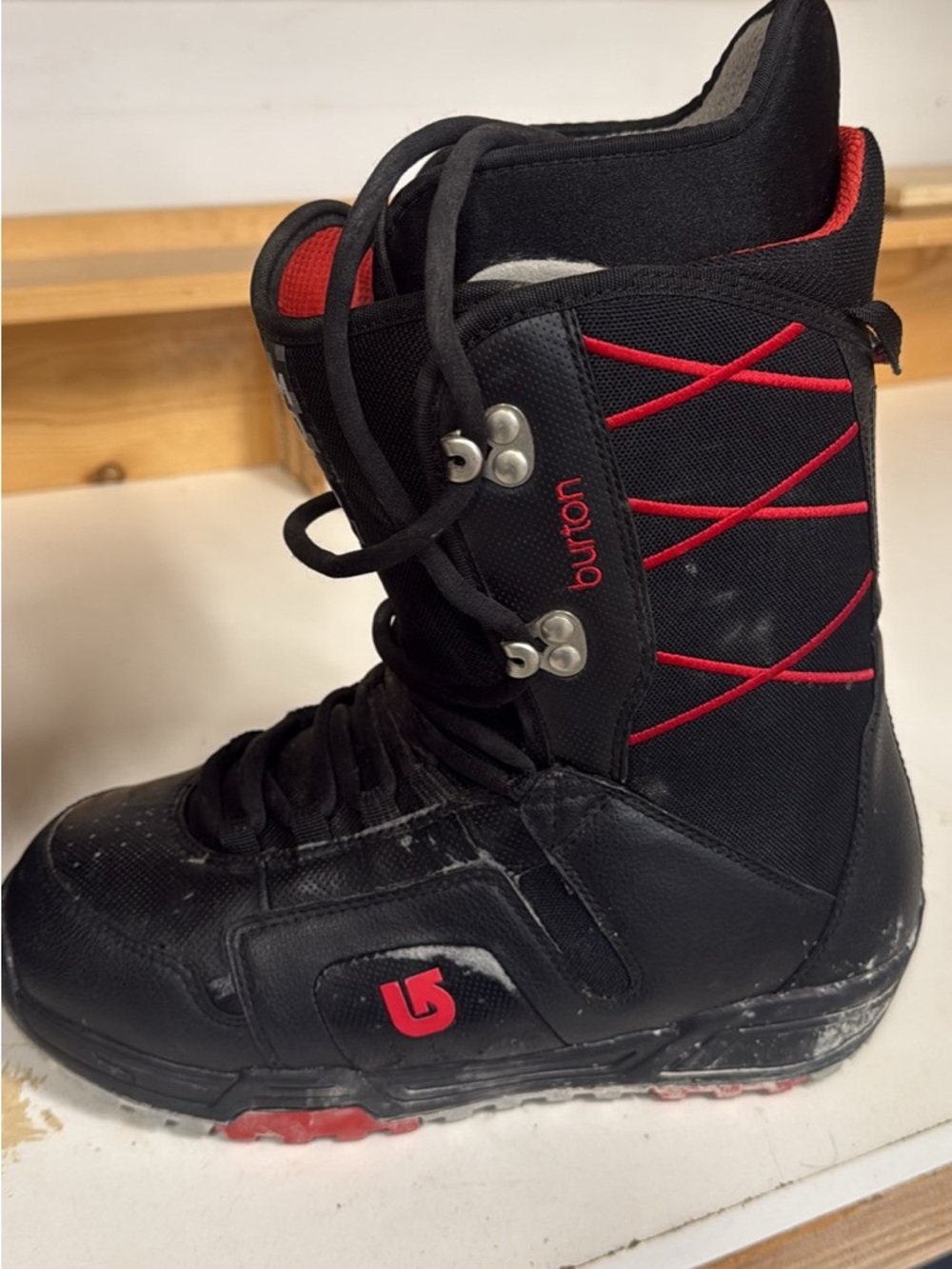 Burton Black Snowboard Boot with Red Accents